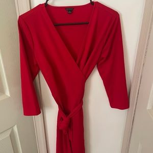 Red Ann Taylor Wrap Dress